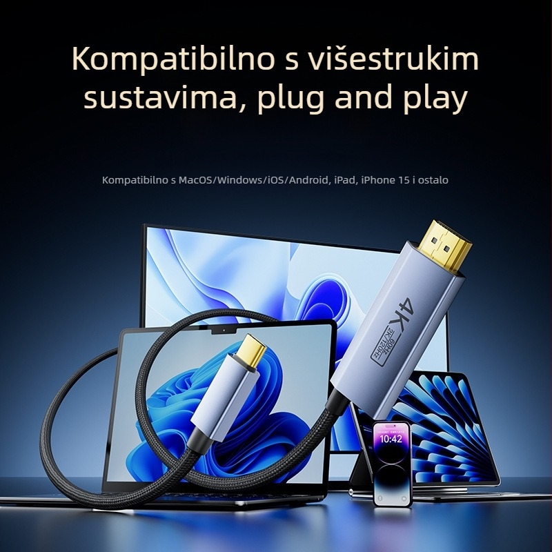 Type-C na HDMI kabel s PD napajanjem, podrška 4K/60Hz i 2K/120Hz, CS5366 čip