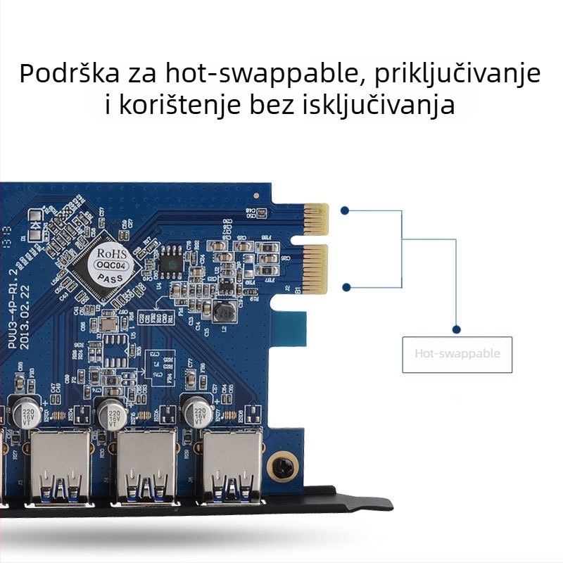 Orico PCI-E USB 3.0 proširna kartica s četiri porta PVU3-4P, VLI805