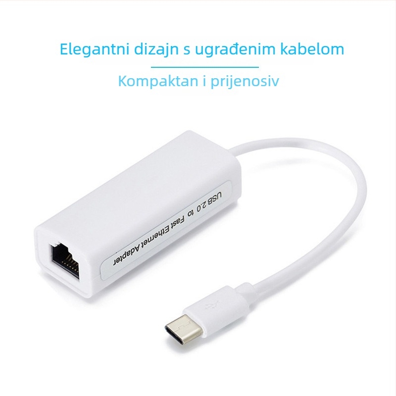 Type-C na RJ45 Ethernet adapter, 100 Mbps, uvođeni čip, MD1, duljina 0.15 m
