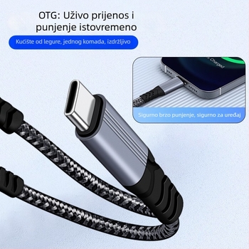Huiyue Type-C 1-na-2 adapter kabel, bakreno jezgro, 2 izlaza za slušalice i punjenje