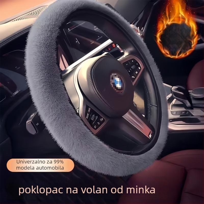 Navlaka za volan od pliša, debeli sloj, univerzalna elastična prilagodba, protuklizna, zimska toplina
