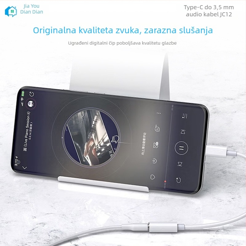 Type-C na 3,5 mm adapter kabel, univerzalni zvučni priključak, JC12, bakreno jezgro, duljina 10 cm, 1:3 splitter