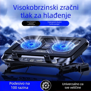 Podloga za hlađenje prijenosnog računala s podesivim sklopivim držačem, hlađenje poluvodičem s dva ventilatora, izrađena od PC-a i aluminijske legure, 27W, model Z36c