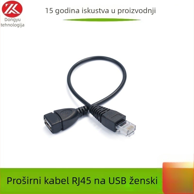 RJ45 na USB ženski adapter kabel, bakreno jezgro, 480 Mbps, duljina 30 cm