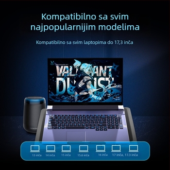 Laptop hlađenje radijator s dvostrukim ventilatorima, podesiva visina nosača, tih rad, plastična konstrukcija, USB kabel duljine 1 m
