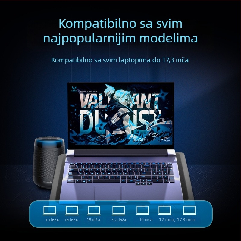 Laptop hlađenje radijator s dvostrukim ventilatorima, podesiva visina nosača, tih rad, plastična konstrukcija, USB kabel duljine 1 m
