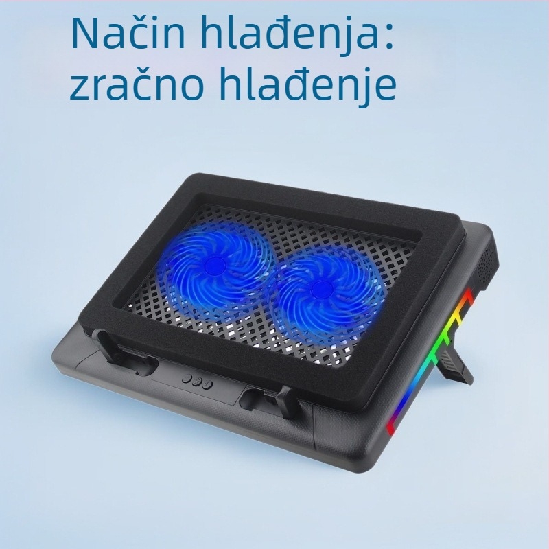 Chladič za prijenosno računalo S700 s RGB dvostrukim ventilatorima, podesiva visina, tiho funkcioniranje