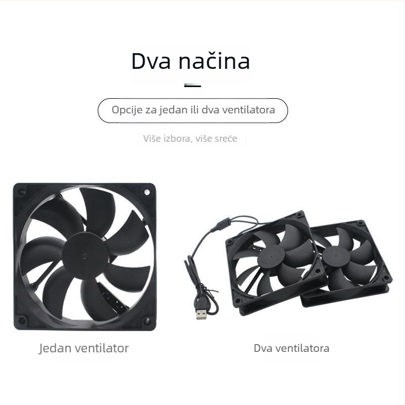 Ventilator za hlađenje kućišta računala, ABS, uljni ležaj, tih, USB sučelje prilagodljivo, hlađenje zrakom