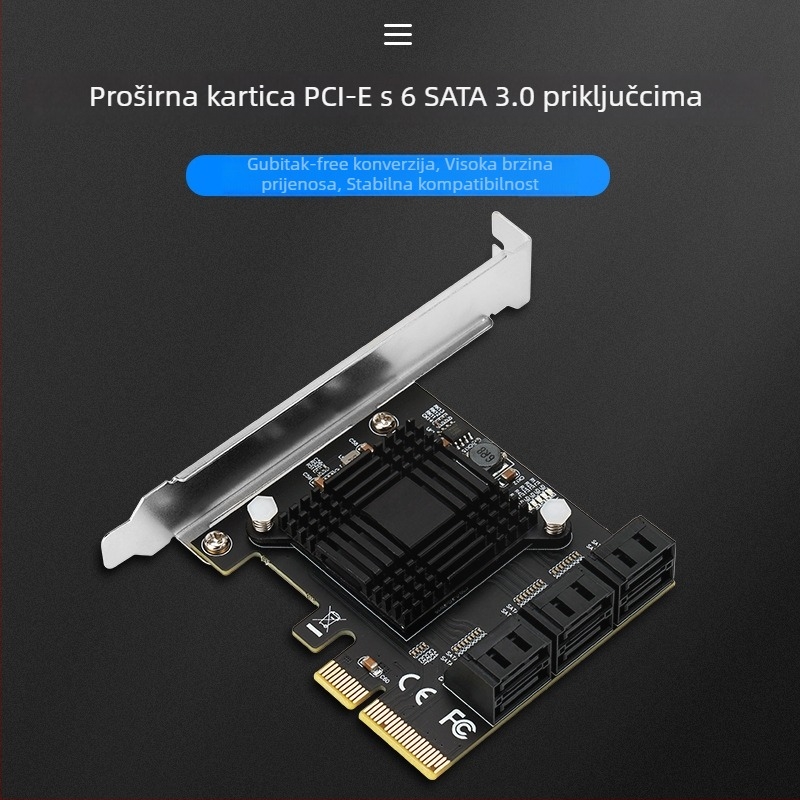 Šestportna PCIe x4 SATA 3.0 kartica za proširenje s ASM1166 kontrolerom