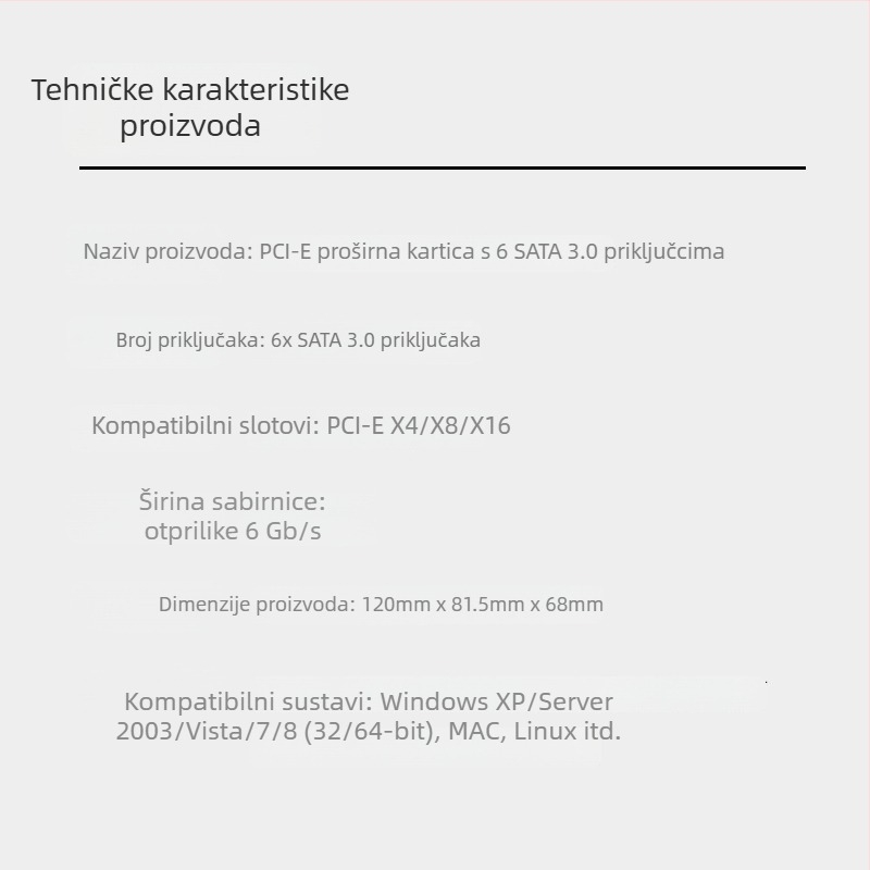 Šestportna PCIe x4 SATA 3.0 kartica za proširenje s ASM1166 kontrolerom