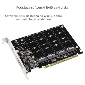 Panhong PH44 NVMe PCIe adaptor kartica za 4-diskovni niz sa dijeljenjem signala (OEM)