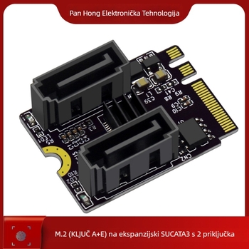 M.2 na SATA 3.0 adapter kartica za Key A+E s Wi-Fi, bez drivera, JMB582 kontroler