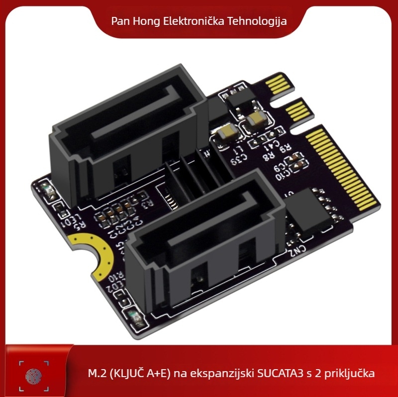 M.2 na SATA 3.0 adapter kartica za Key A+E s Wi-Fi, bez drivera, JMB582 kontroler