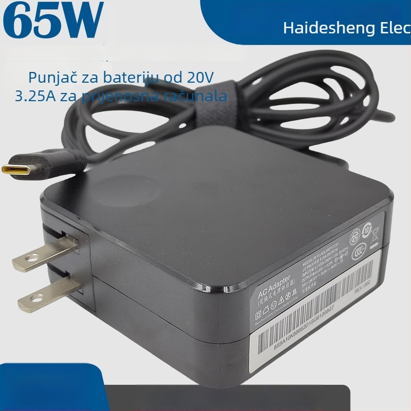 Lenovo zidni adapter za prijenosno računalo, 65W, 20V, 3.25A, USB-C izlaz, kabel 180 cm, ulaz 100–240V