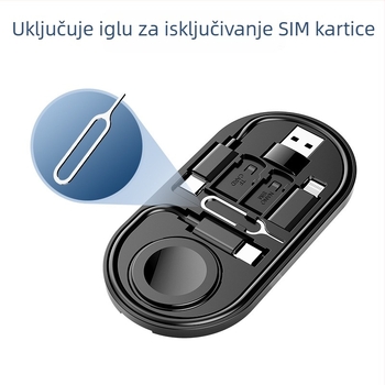 Type-C višenamjenski adapter s 1→8 razdjelnom, portovi Mini USB, Lightning, OTG, Micro USB i Type-C; magnetsko držanje; do 60W PD brzog punjenja; kompatibilno s bežičnim punjenjem Apple Watch