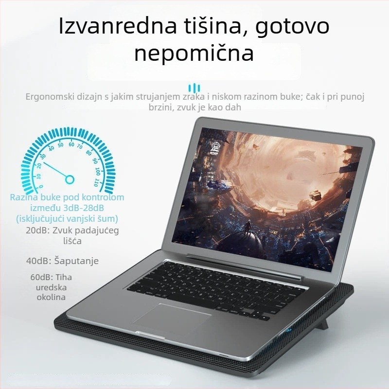 Chladič za prijenosno računalo N191 — zračno hlađenje, 1 ventilator, ABS, kompatibilan s notebookom, ultrabookom, PlayBook