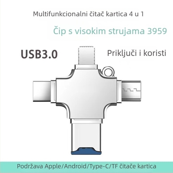 Type-C OTG adapter, četiri u jednom, više sučelja, TF kartica čitač