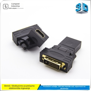 DVI 24+1 na HDTV ženski adapter, rotacija 360° (DP sučelje, Čip 3361, Brzina prijenosa 480, Duljina 0.2 m, Bakreno jezgro)