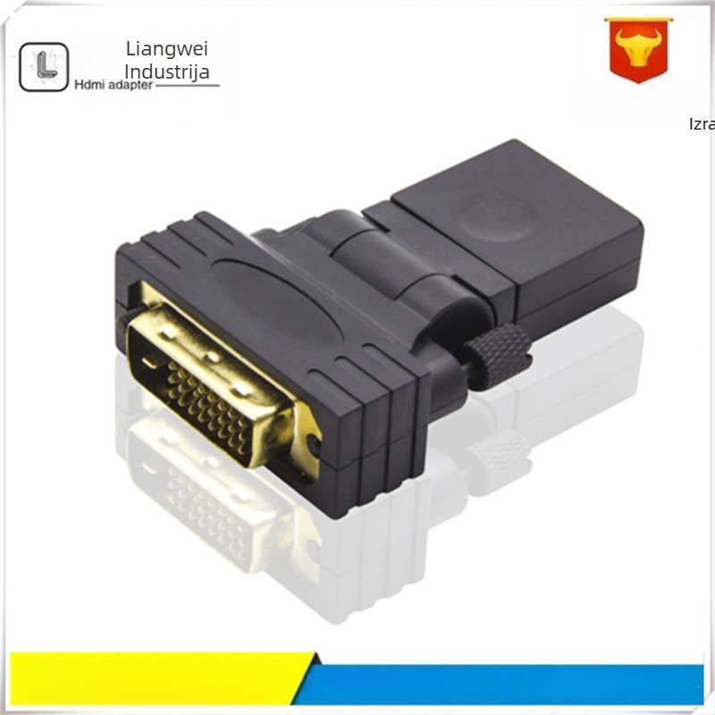 DVI 24+1 na HDTV ženski adapter, rotacija 360° (DP sučelje, Čip 3361, Brzina prijenosa 480, Duljina 0.2 m, Bakreno jezgro)
