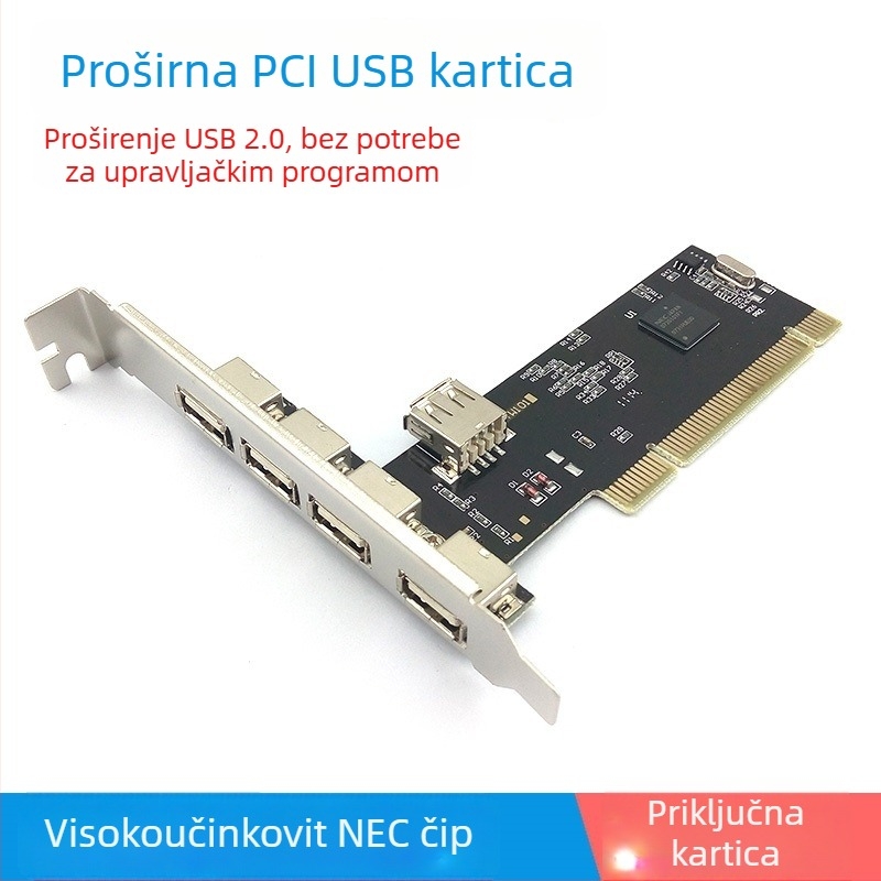 Great-Q PCI-5USB USB 2.0 proširna kartica s 5 USB porta NEC kontrolerom, PCI desktop, bez upravljačkog programa za Windows 7/8, OEM spremna