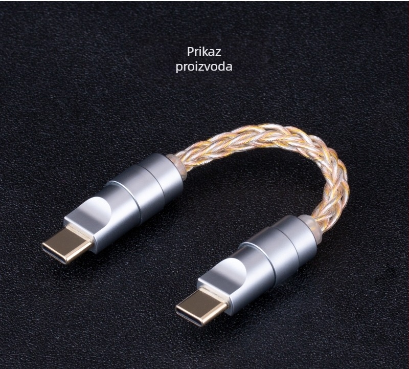 Bartok Otg02 OTG USB-C na USB-C DAC pojačivač slušalica kabel, duljina 10 cm, USB 2.0, vodiči s premazom srebra