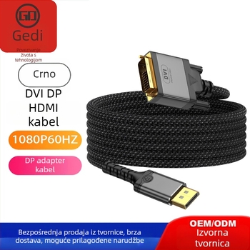 DisplayPort na DVI-D pretvarački kabel, 1,8 m, čip 6616, brzina prijenosa 1080 MB/s
