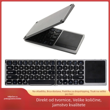 Sklopiva Bluetooth tipkovnica s touchpadom za tablet/telefon/notebook — 64 tipke, aluminijska legura, bežična, punjiva, prijenosna