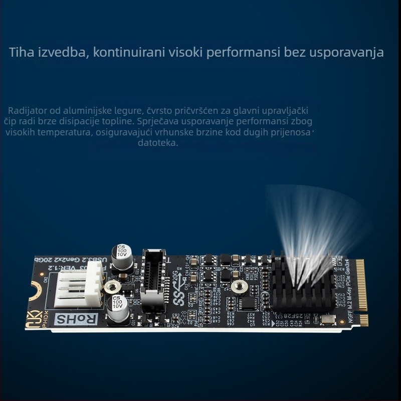 Phdk Ph6603 M.2 NVMe na Type-E adapter kartica, ASM3242, 20Gbps sučelje
