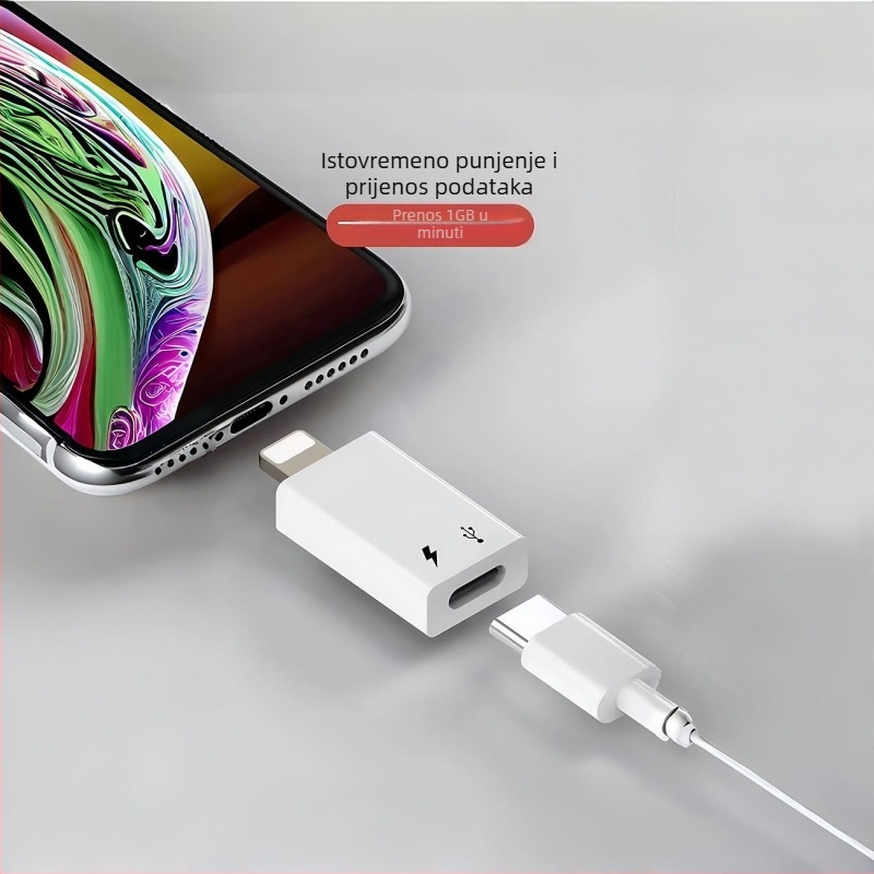 OTG USB-C adapter za Apple uređaje – reprodukcija s USB flash diska, zvuk i punjenje, podrška digitalnim slušalicama (iPhone SE i stariji modeli)