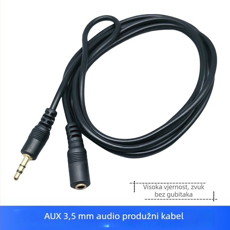 Kabl 3,5 mm AUX muški–ženski, produžni za PC, zvučnu karticu, slušalice i auto audio