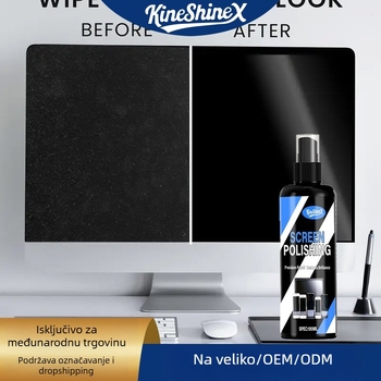 Set za čišćenje ekrana za računala, prijenosna računala, tipkovnicu, naočale i leće kamere — kineshinex; neto sadržaj 50/100 ml; bruto težina 50/100 g; domaća marka; ovlaštena privatna marka