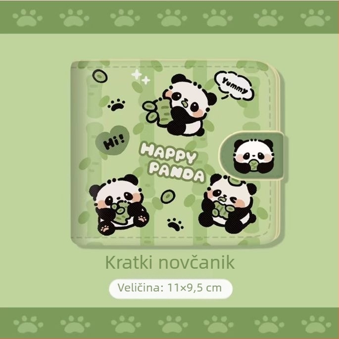 Panda novčanik za novčiće i držač kartica – PU koža, uzorak životinja, gradski minimalistički stil, proširivi kapacitet, proljeće 2025
