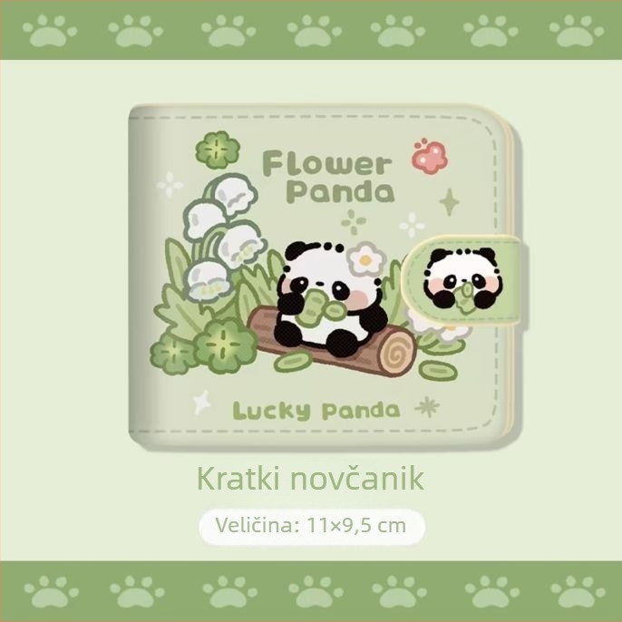 Panda novčanik za novčiće i držač kartica – PU koža, uzorak životinja, gradski minimalistički stil, proširivi kapacitet, proljeće 2025