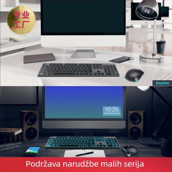 Bežični set tipkovnice i miša – 2.4G USB bežična veza, 1600dpi optički senzor, pozadinsko osvjetljenje, ergonomski dizajn, kompatibilan s notebookovima