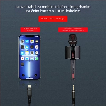 OTG audio linijski adapter za digitalne uređaje, zlatno premazivanje, bakar bez kisika, golim bakrenim jezgrom, ROHS certificiran