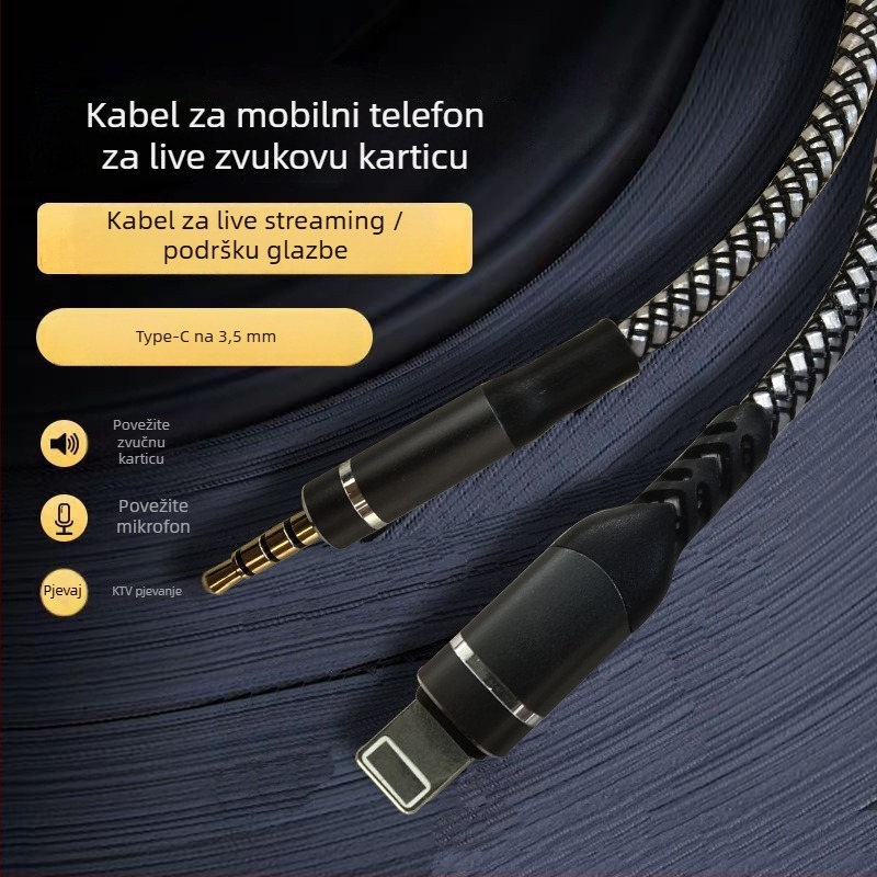 OTG audio linijski adapter za digitalne uređaje, zlatno premazivanje, bakar bez kisika, golim bakrenim jezgrom, ROHS certificiran
