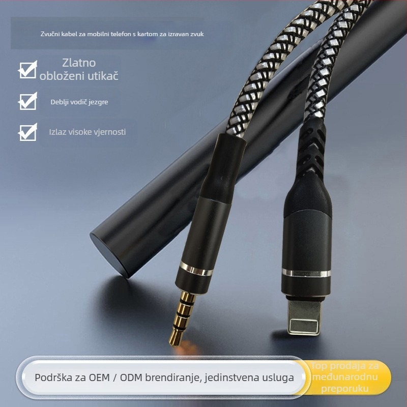 OTG audio linijski adapter za digitalne uređaje, zlatno premazivanje, bakar bez kisika, golim bakrenim jezgrom, ROHS certificiran