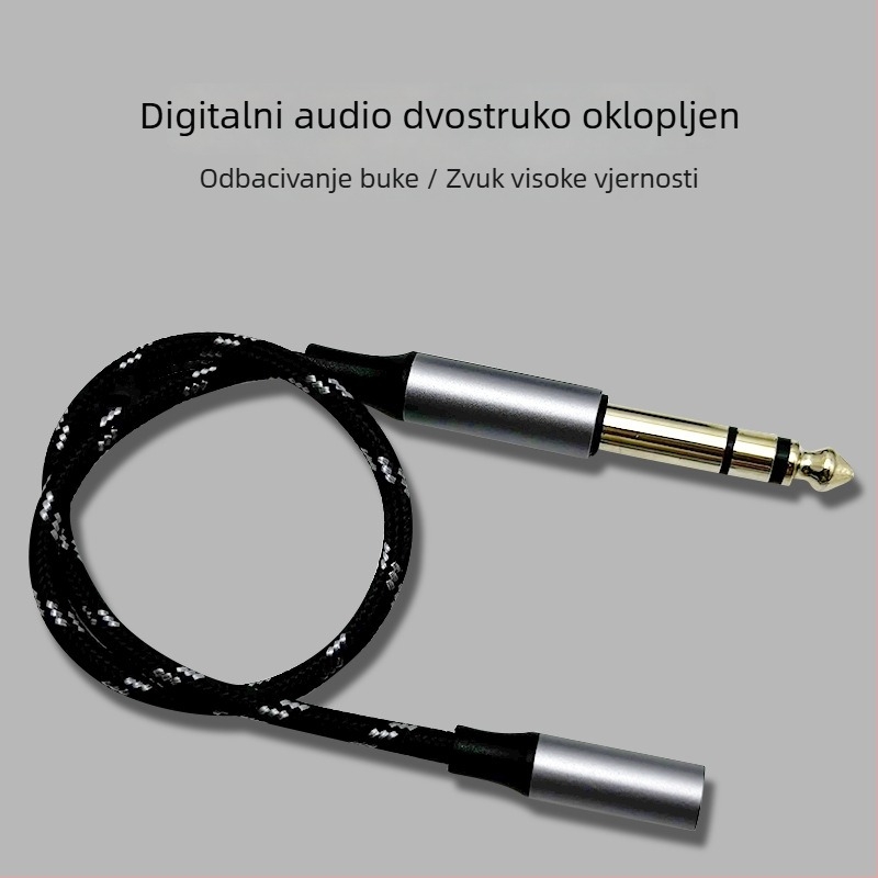 AUX audio kabel: 6,35 mm muški 3-polski na 3,5 mm ženski 3-polski – adapter za auto i mobilno audio, zlatni premaz, visokokvalitetan zvuk