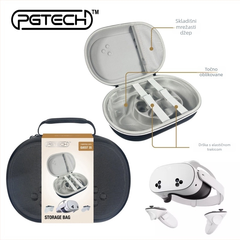 PGTECH VR headset Meta Quest 3S Torbica za pohranu – EVA zaštitna tvrda torbica, 640 g
