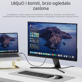 Type-C do DP adapter kabel, DP sučelje, čip Ldr6025q, bakreno jezgro, duljina 1,8 m