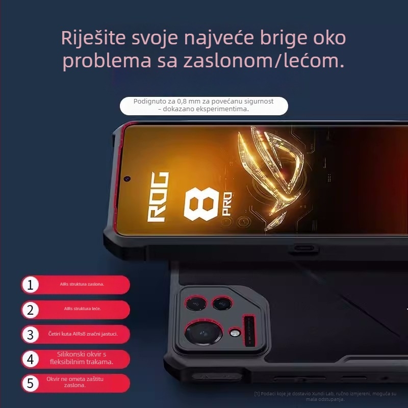Xundi TPU+PC futrola za Asus ROG9PRO – prozirna puna zaštita, mekani stražnji poklopac