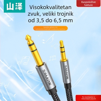 YPZ-10 Audio adapter 3,5 mm na 6,5 mm, pozlaćen, za električnu gitaru i elektronički klavir, spoj na pojačalo i računalo