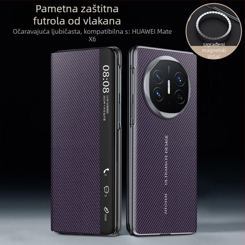 MateX6 zaštitni kućište s pametnim prozorom, okvirnog tipa stil, PC+koža, Voltage izrada, Bez prilagodbe