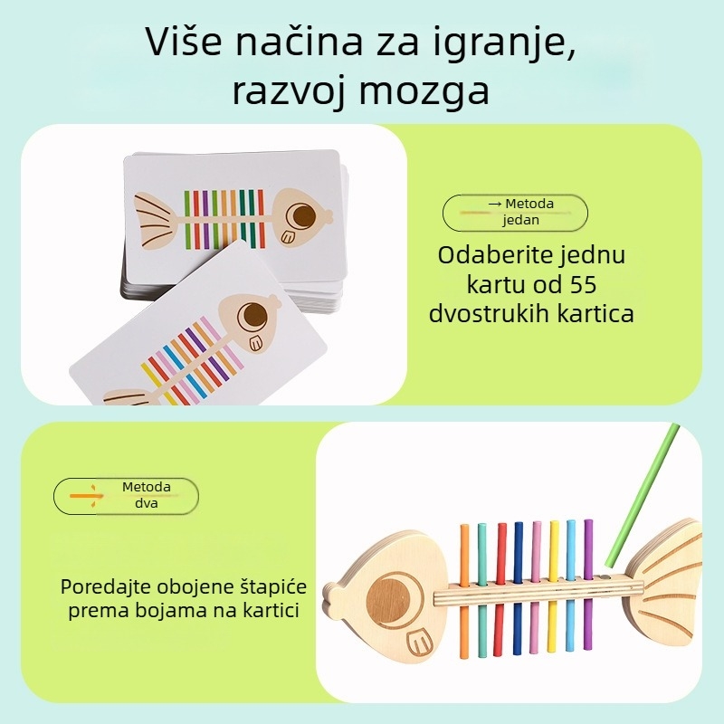 Montessori igra podudaranja – drveni magnetski blokovi za gradnju, klasifikacija boja