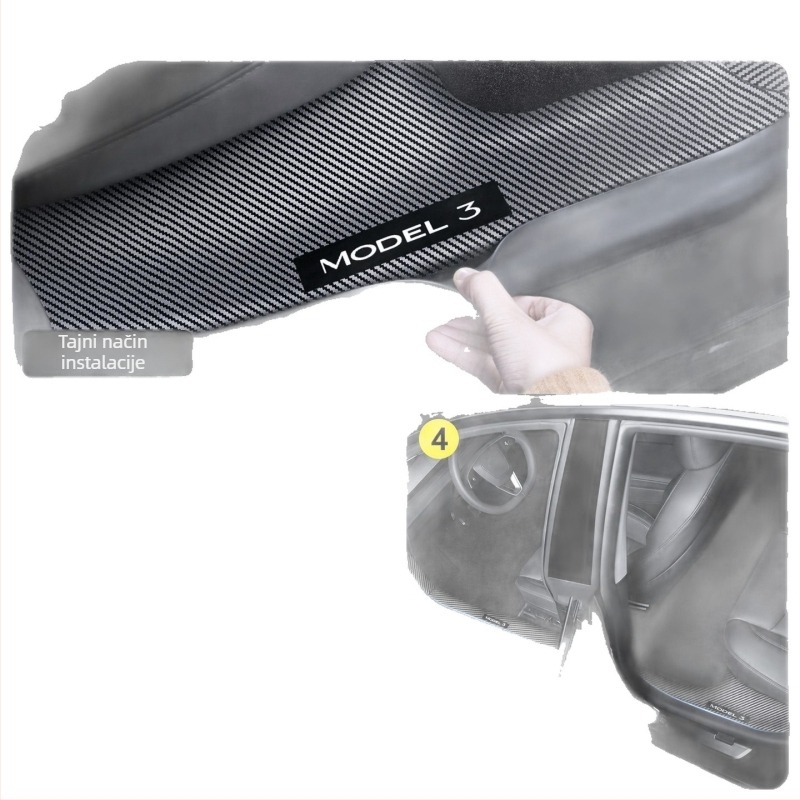 Tesla Model Y prednji i stražnji prag vrata s lasersko izrezanim karbonskim uzorkom i pločom za zaštitu pedale