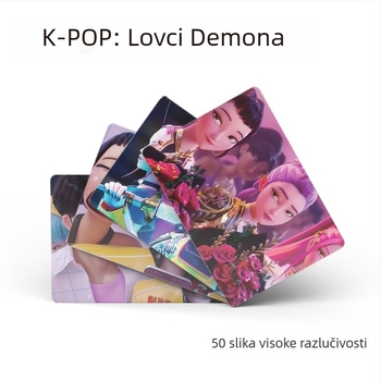 K-Pop grupa lovaca demona – set fotografskih kartica u kutiji, 50 kartica, LOMO laserski dizajn, umjetničke razglednice po narudžbi