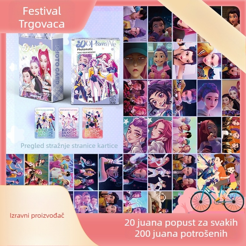 K-Pop grupa lovaca demona – set fotografskih kartica u kutiji, 50 kartica, LOMO laserski dizajn, umjetničke razglednice po narudžbi