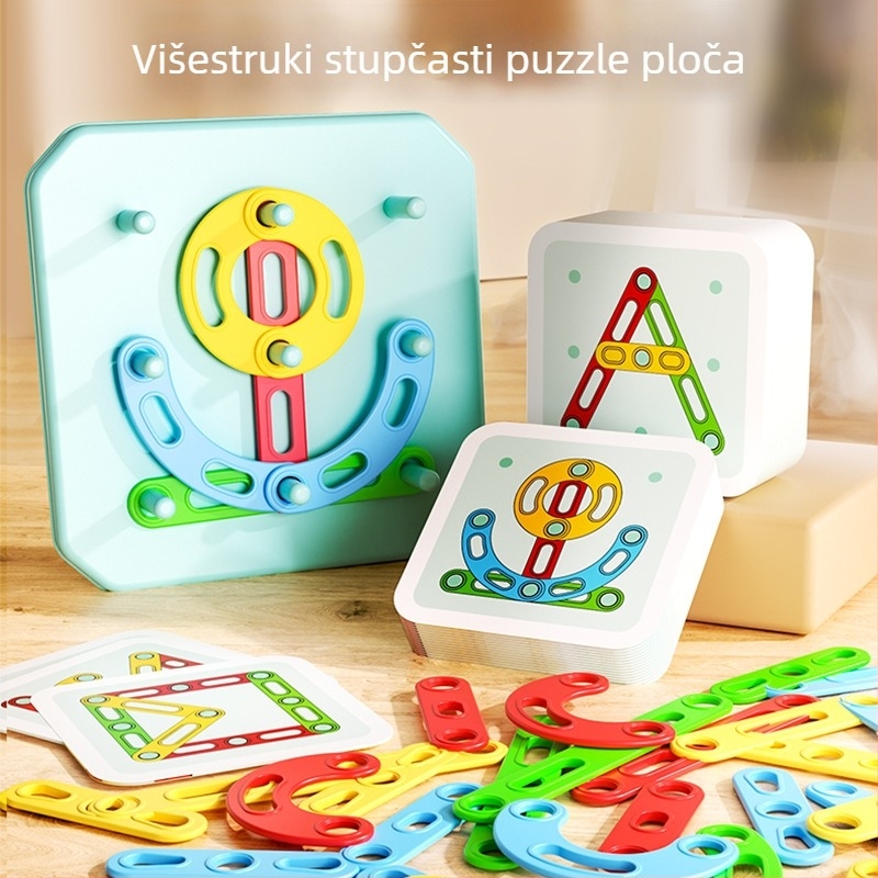 Montessori 3D puzzle – sklapanje stupastih oblika i geometrijsko podudaranje, plastika, za djecu 4–6 godina