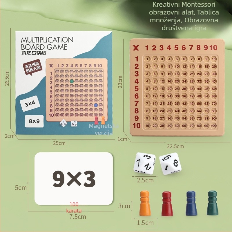Puzzle društvena igra s tablicom 99 puta za djecu 4-6 godina | ABS materijal | DIY i višenamjenska