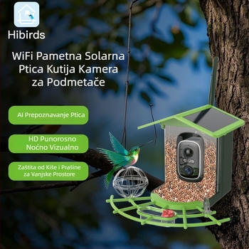 Vanjska vodootporna kamera za hranjenje ptica s AI prepoznavanjem ptica, 4MP/2.5K rezolucija, 2.8mm objektiv, napajanje 5V